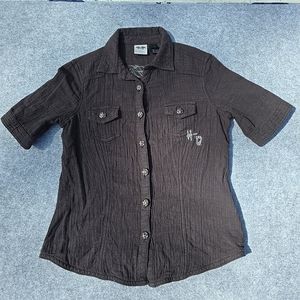 Ladies Harley Davidson Button Up 3/4 Sleeve Top Size Small